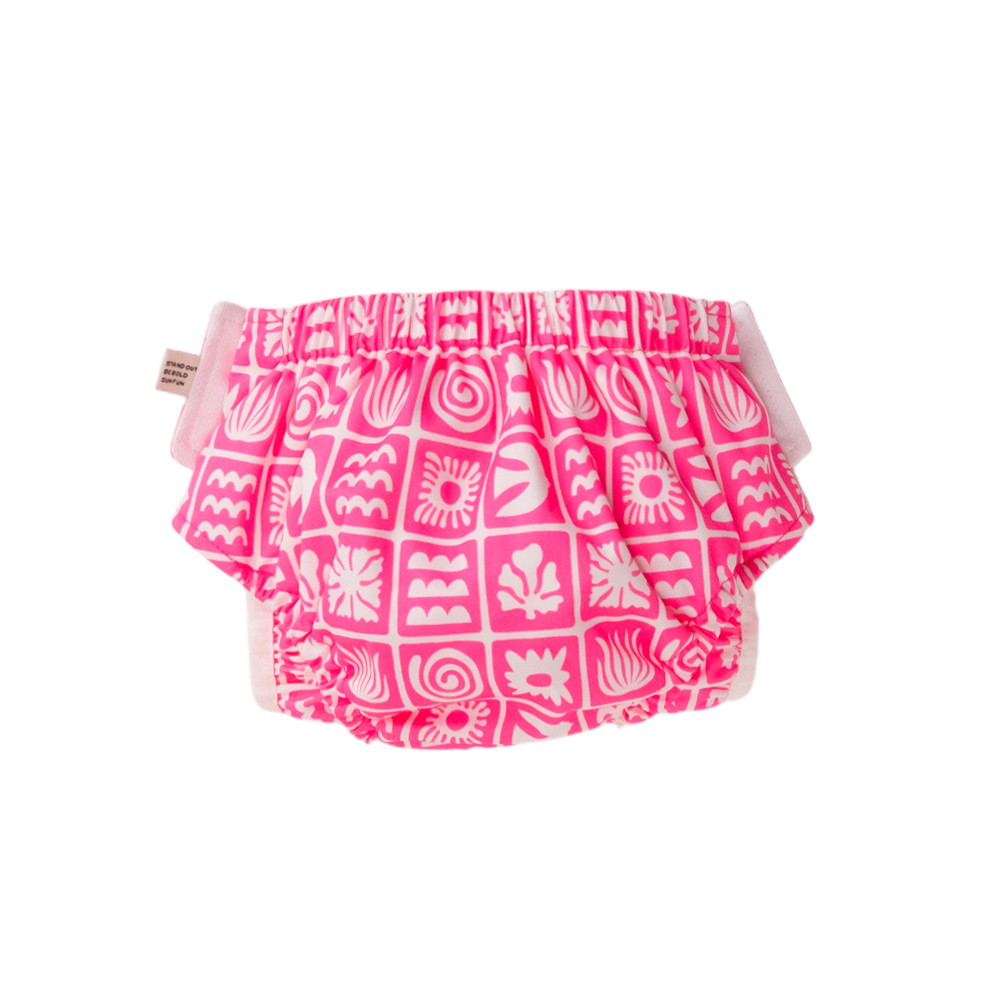 Nestling Neon Swim Nappy - Neon Pink Retro Surf