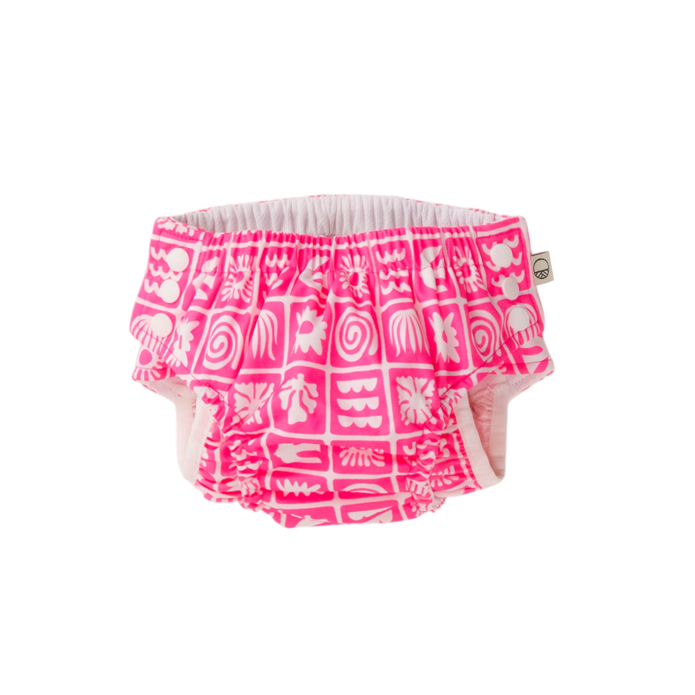 Nestling Neon Swim Nappy - Neon Pink Retro Surf