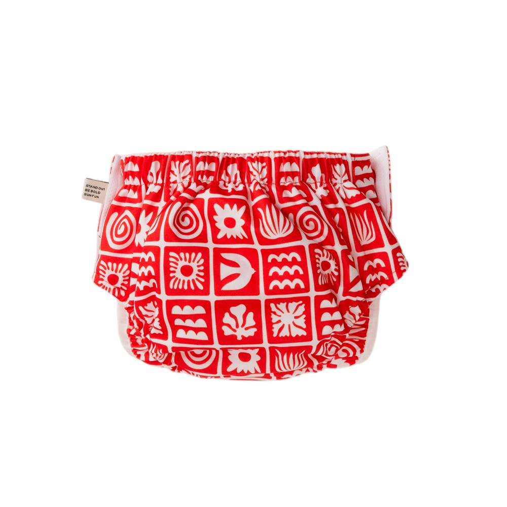 Nestling Neon Swim Nappy - Red Retro Surf