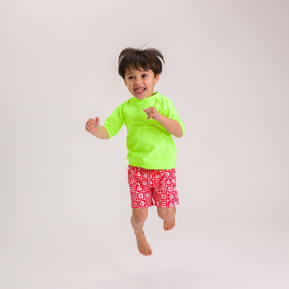 Nestling Neon Swim Boardies - Red Retro Surf