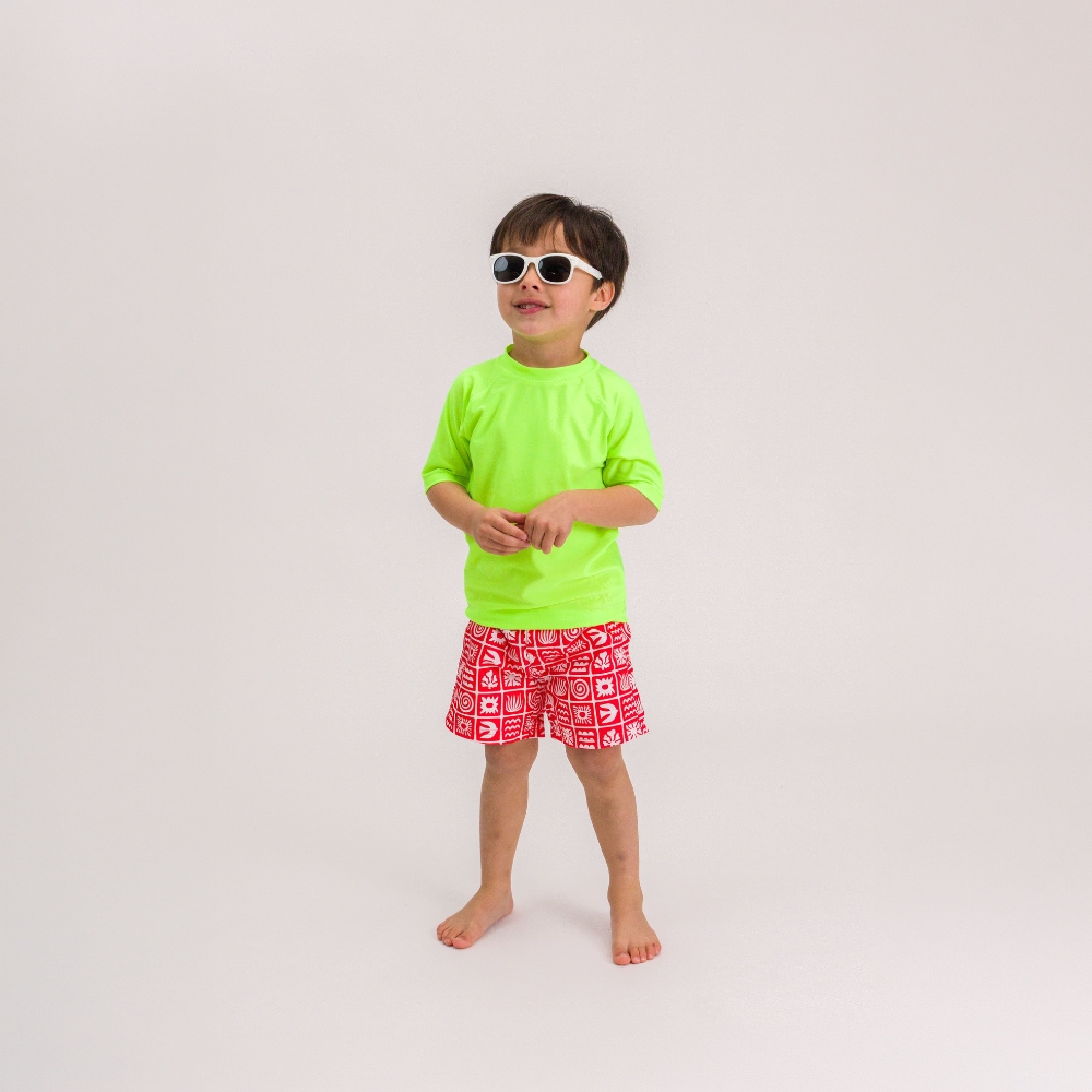 Nestling Neon Swim Boardies - Red Retro Surf