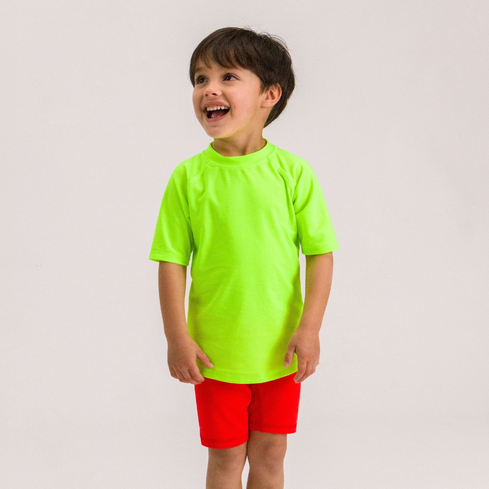 Nestling Neon Swim Short Sleeve Rash Vest - Neon Green