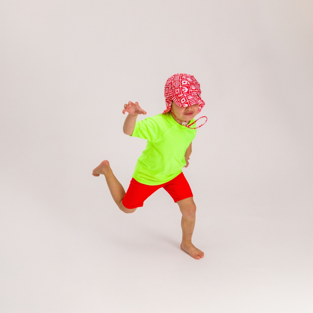 Nestling Neon Swim Short Sleeve Rash Vest - Neon Green