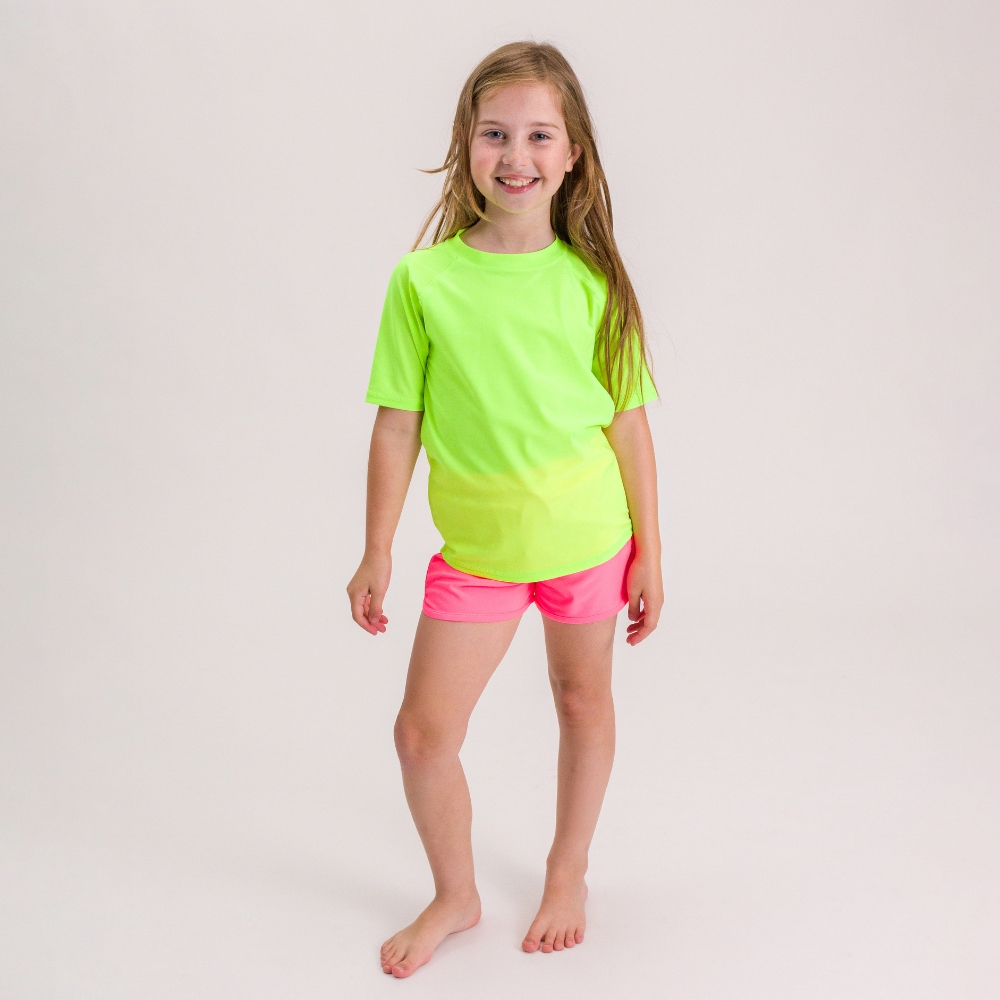 Nestling Neon Swim Short Sleeve Rash Vest - Neon Green