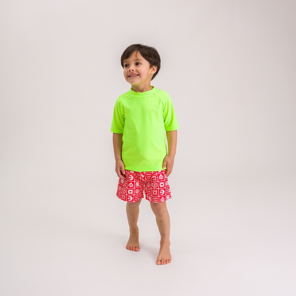 Nestling Neon Swim Short Sleeve Rash Vest - Neon Green