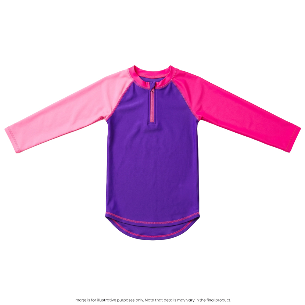 Nestling Neon Swim Half Zip Rash Vest - Spliced Purple