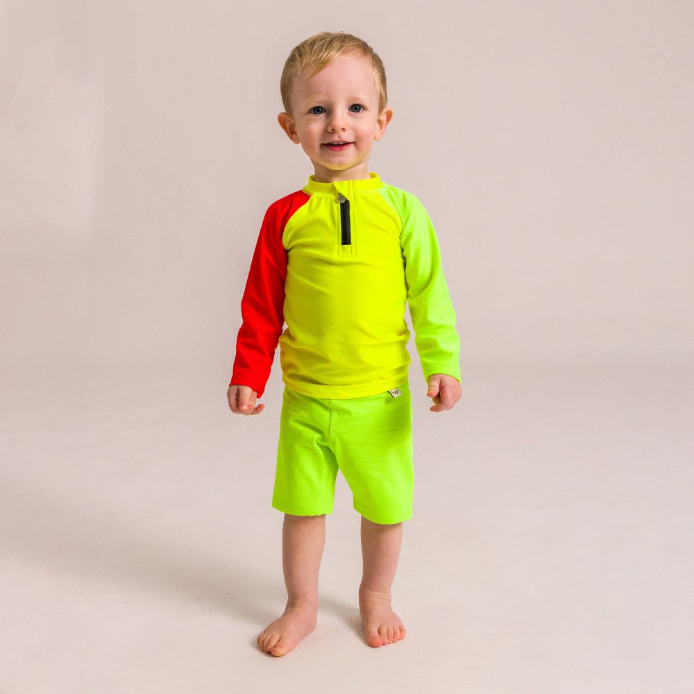 Nestling Neon Swim Half Zip Rash Vest - Spliced Yellow