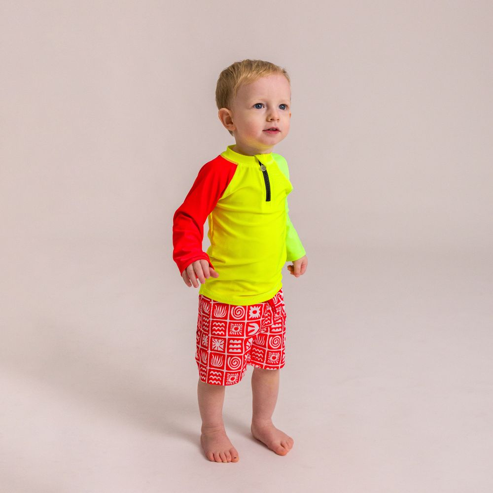 Nestling Neon Swim Half Zip Rash Vest - Spliced Yellow