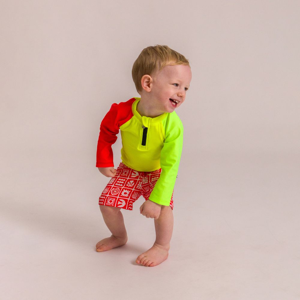 Nestling Neon Swim Half Zip Rash Vest - Spliced Yellow