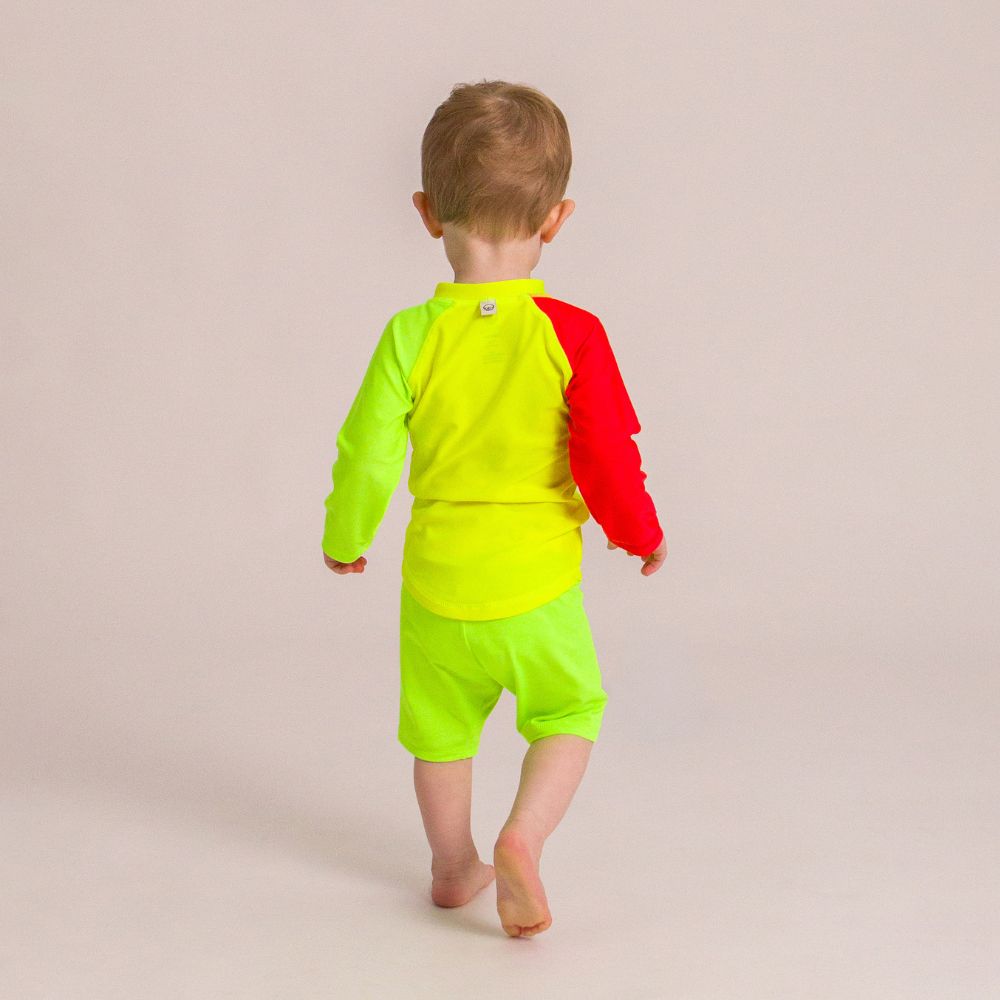 Nestling Neon Swim Half Zip Rash Vest - Spliced Yellow