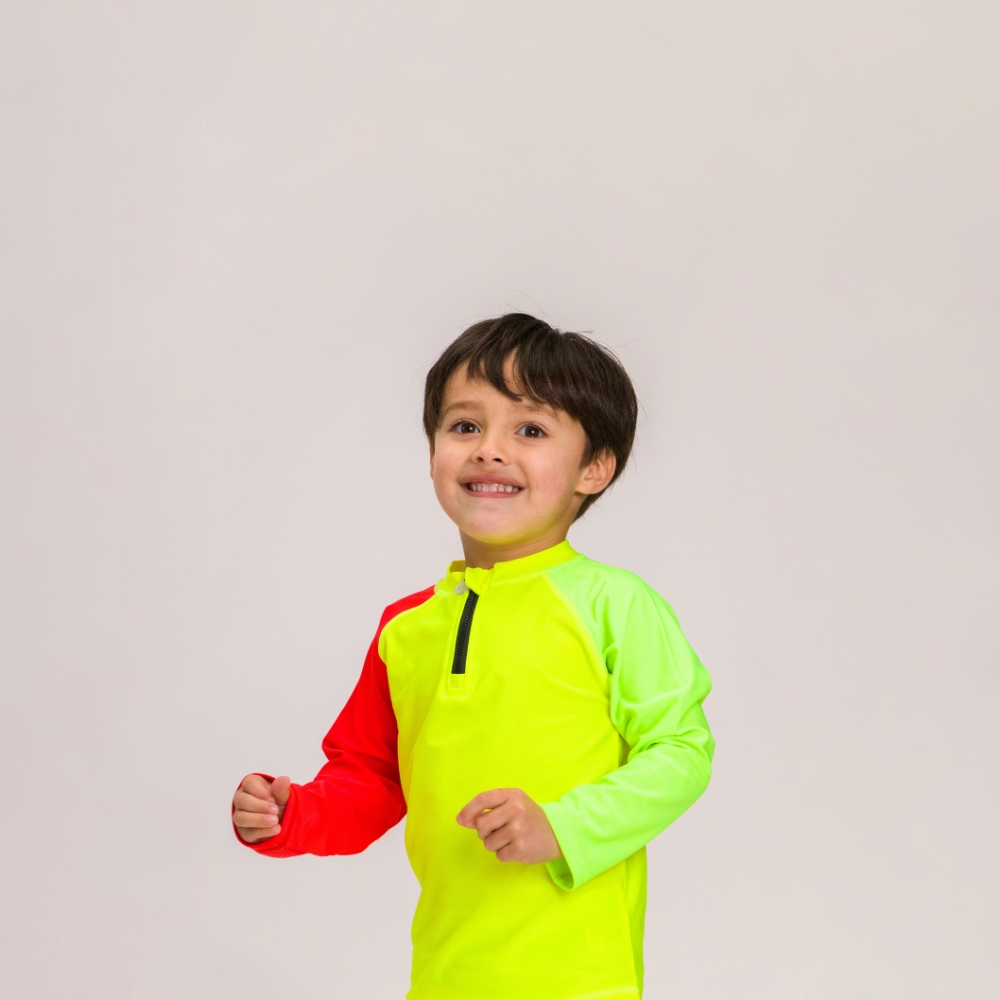Nestling Neon Swim Half Zip Rash Vest - Spliced Yellow