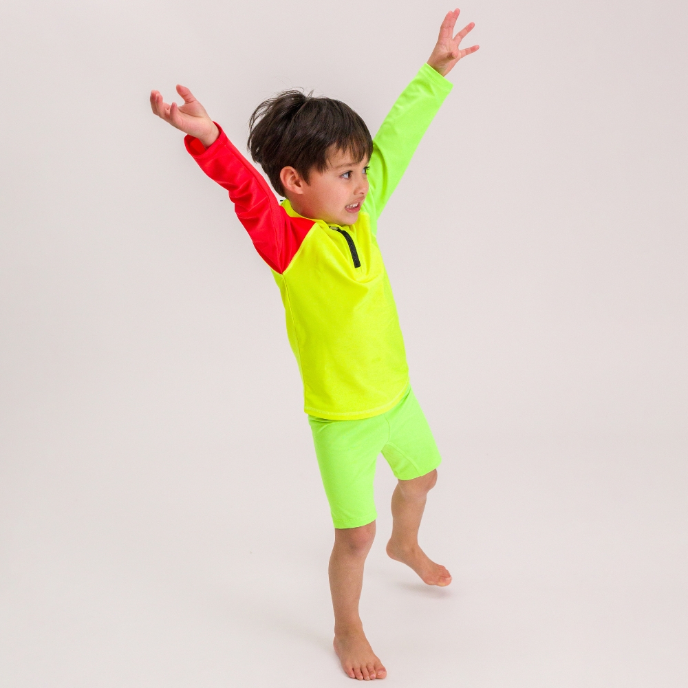 Nestling Neon Swim Half Zip Rash Vest - Spliced Yellow