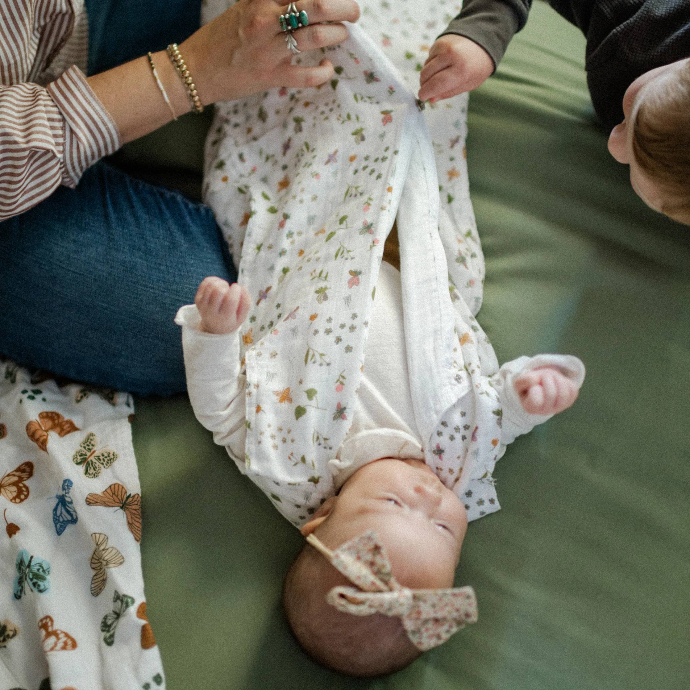 Cotton Muslin Sleeping Bag - Garden Bees