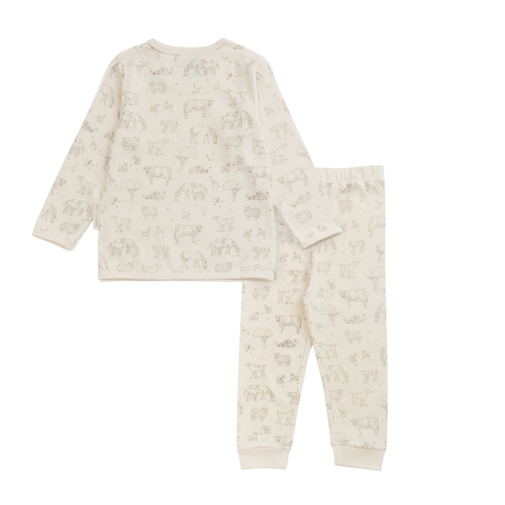 Woolbabe Merino/Organic Cotton Winter Pyjamas - Farmyard