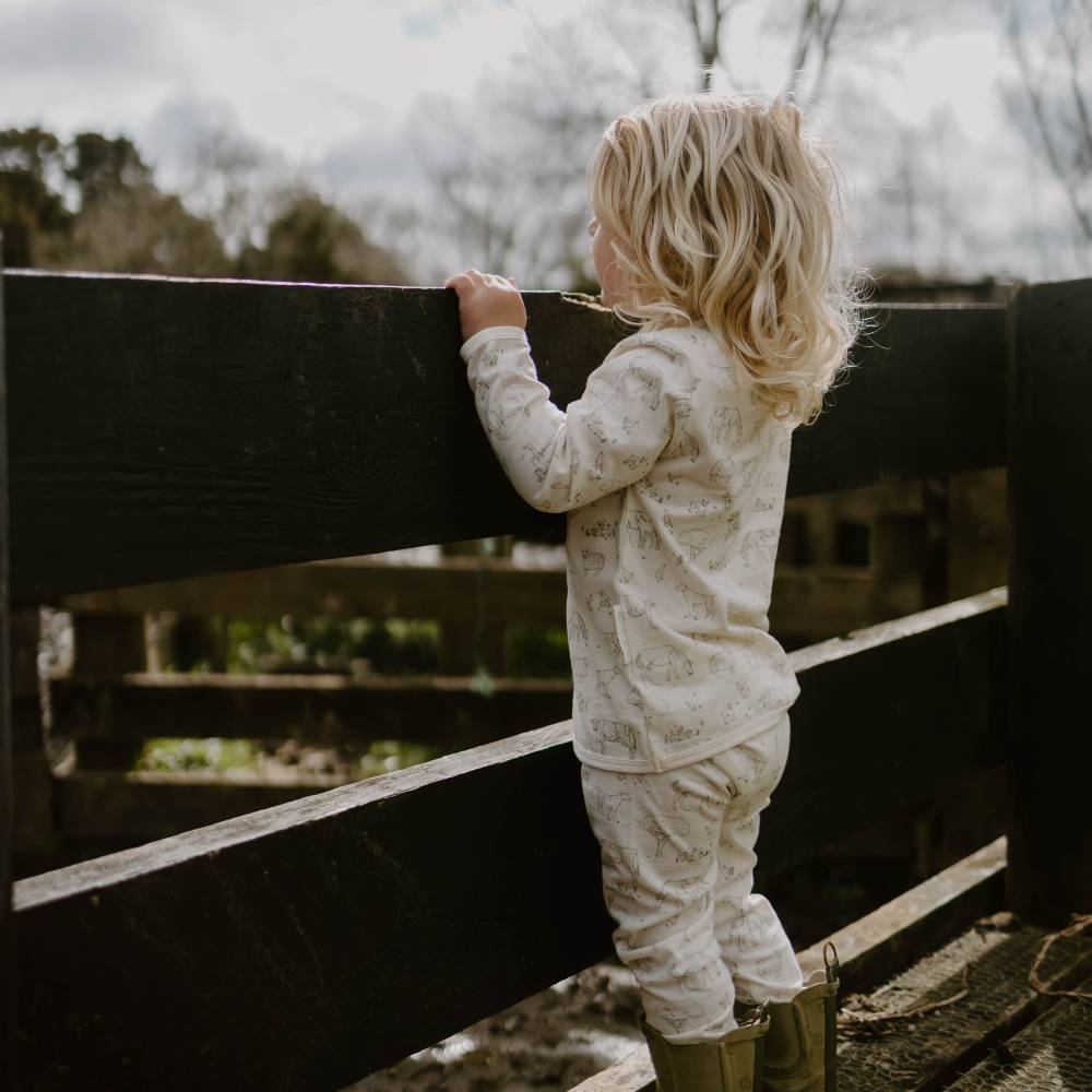 Woolbabe Merino/Organic Cotton Winter Pyjamas - Farmyard
