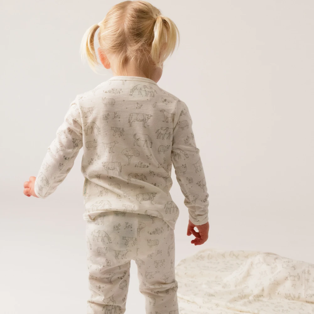 Woolbabe Merino/Organic Cotton Winter Pyjamas - Farmyard