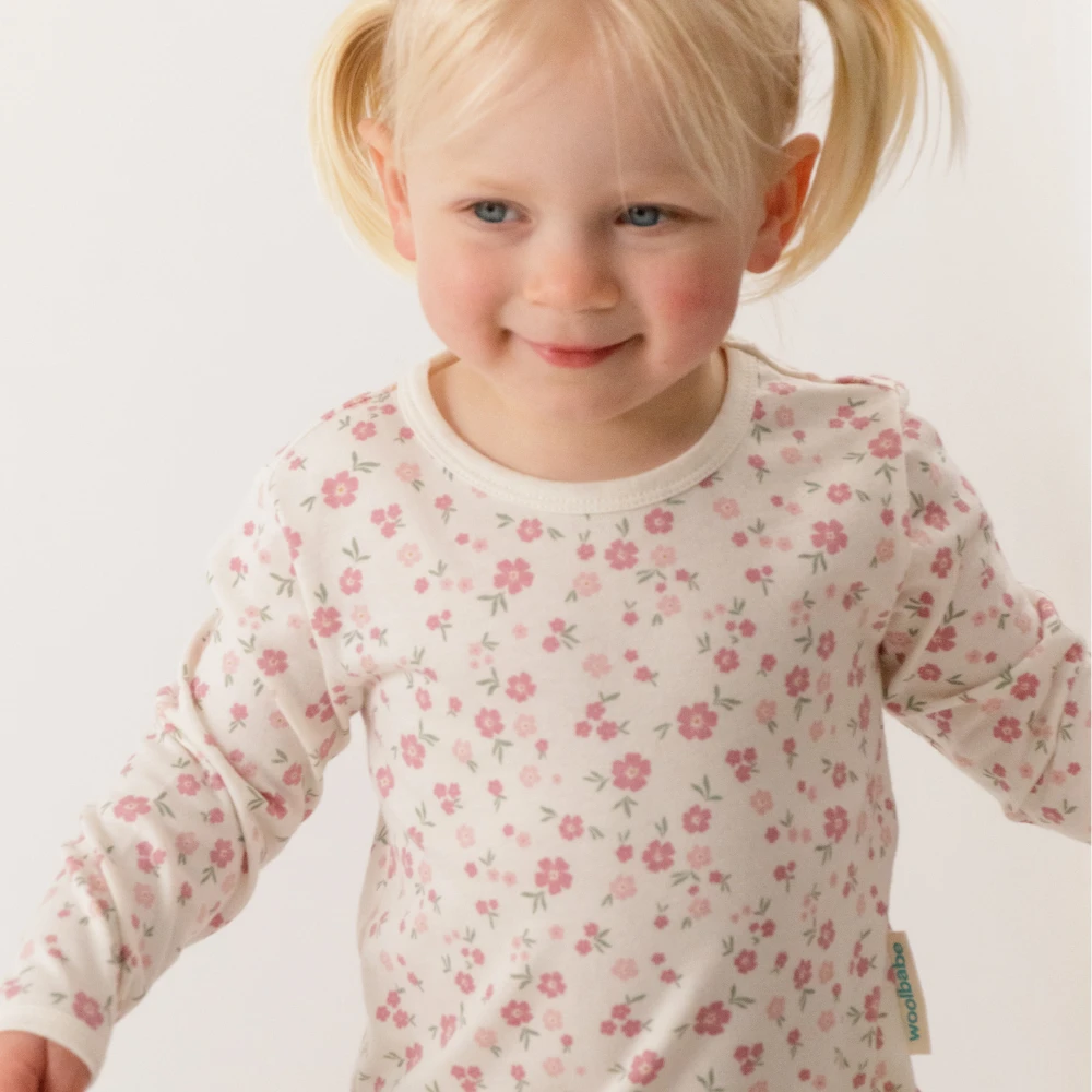 Woolbabe Merino/Organic Cotton Winter Pyjamas - Vintage Bloom