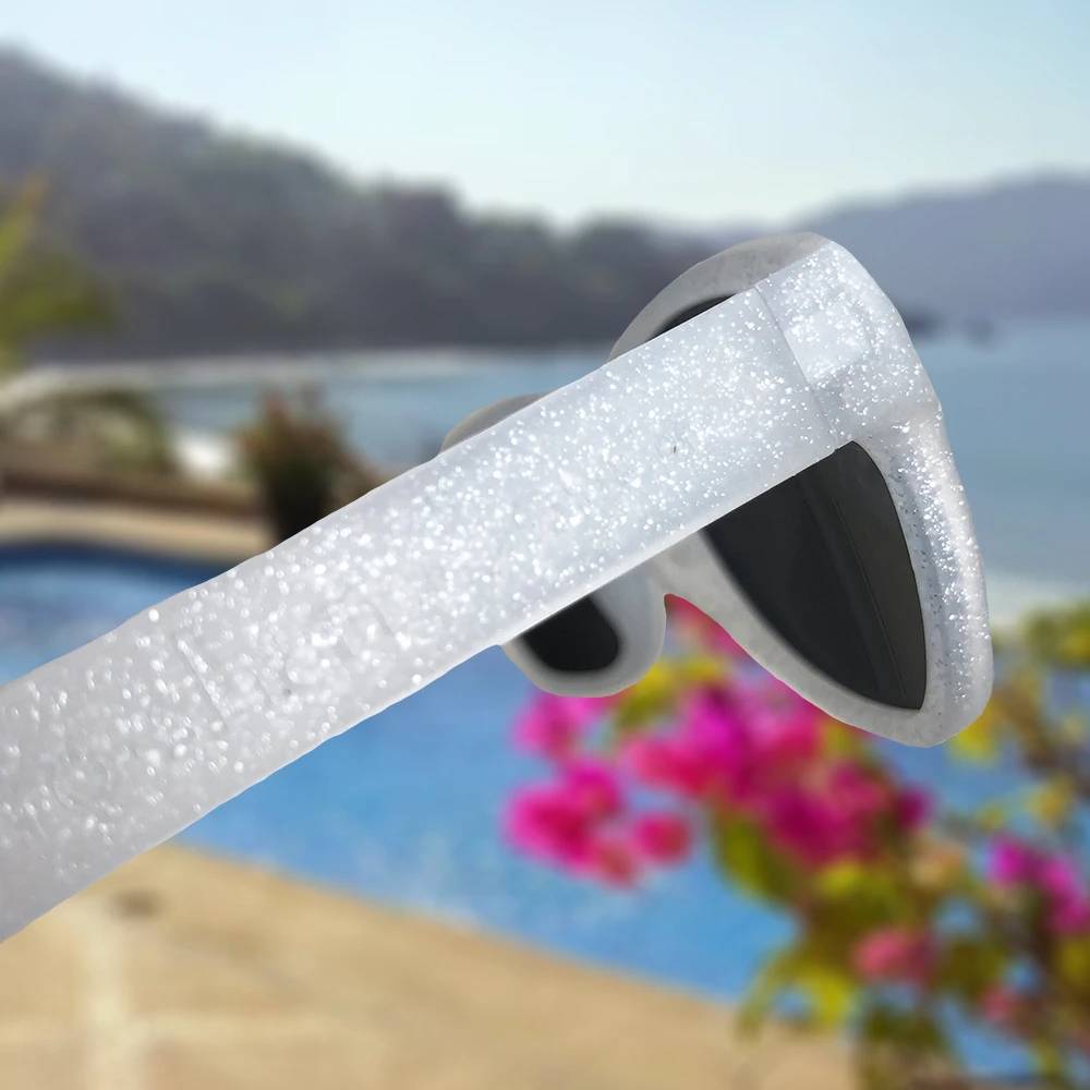 polarized junior shades, starlite glitter white, product shot side view