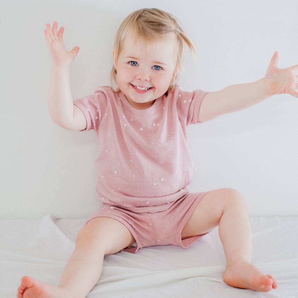 Woolbabe Merino/Organic Cotton Summer Pyjamas - Dusk Stars