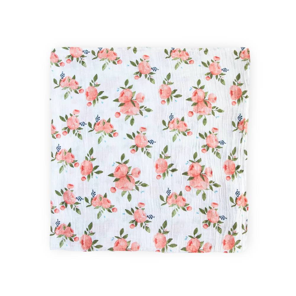 Little Unicorn Single Cotton Muslin Swaddle - Watercolour Roses