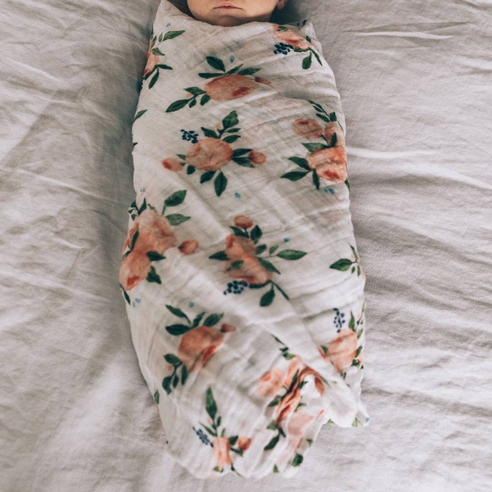 Little Unicorn Single Cotton Muslin Swaddle - Watercolour Roses