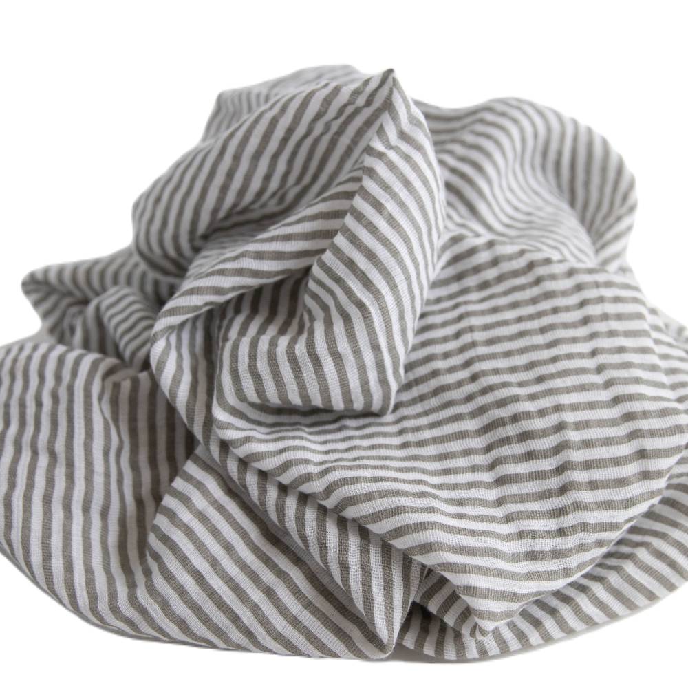 Single Cotton Muslin Swaddle - Grey Stripe