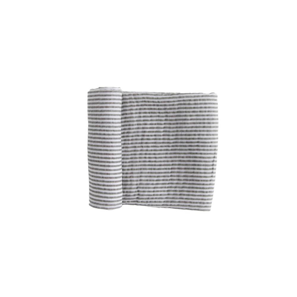 Little Unicorn Single Cotton Muslin Swaddle - Grey Stripe