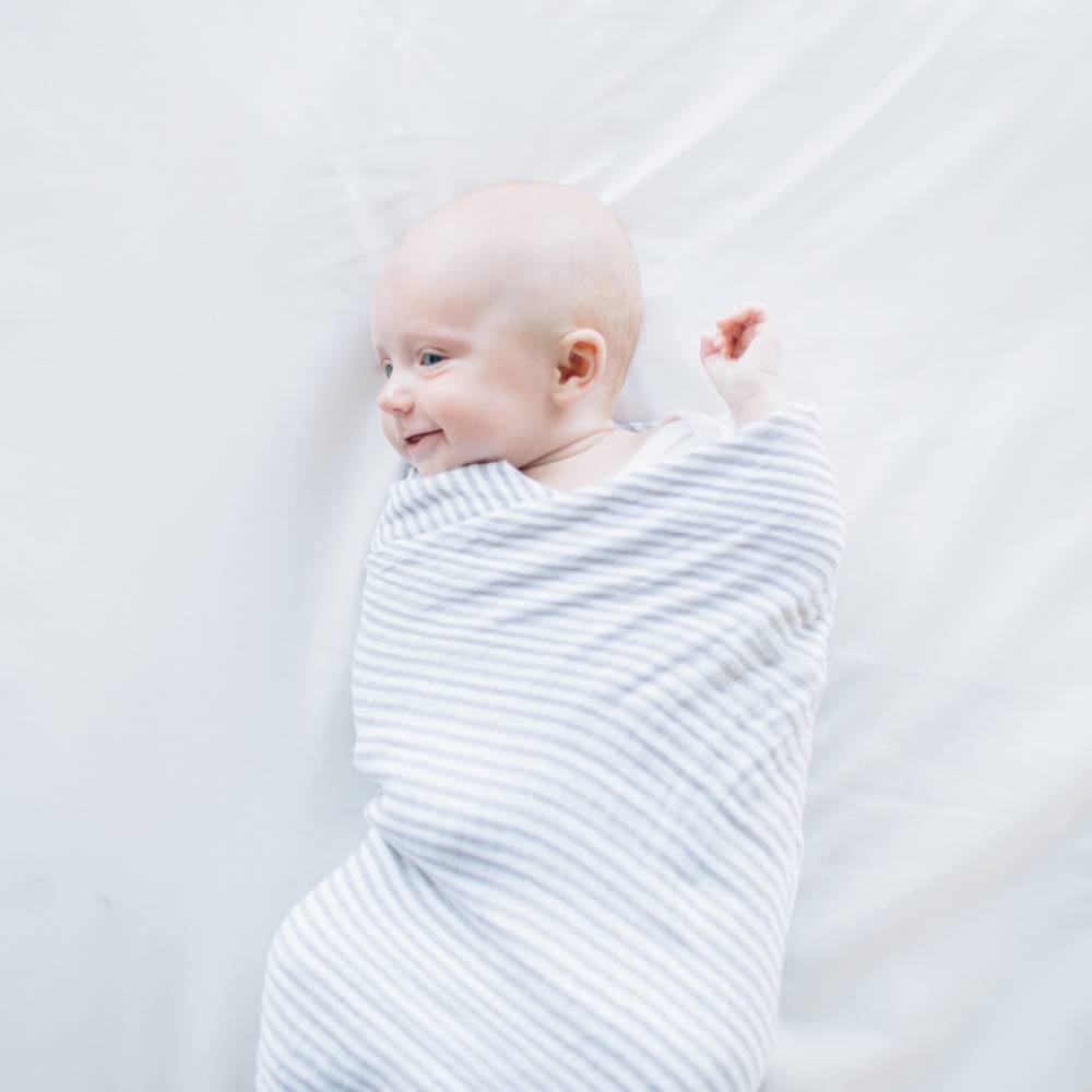 Little Unicorn Single Cotton Muslin Swaddle - Grey Stripe