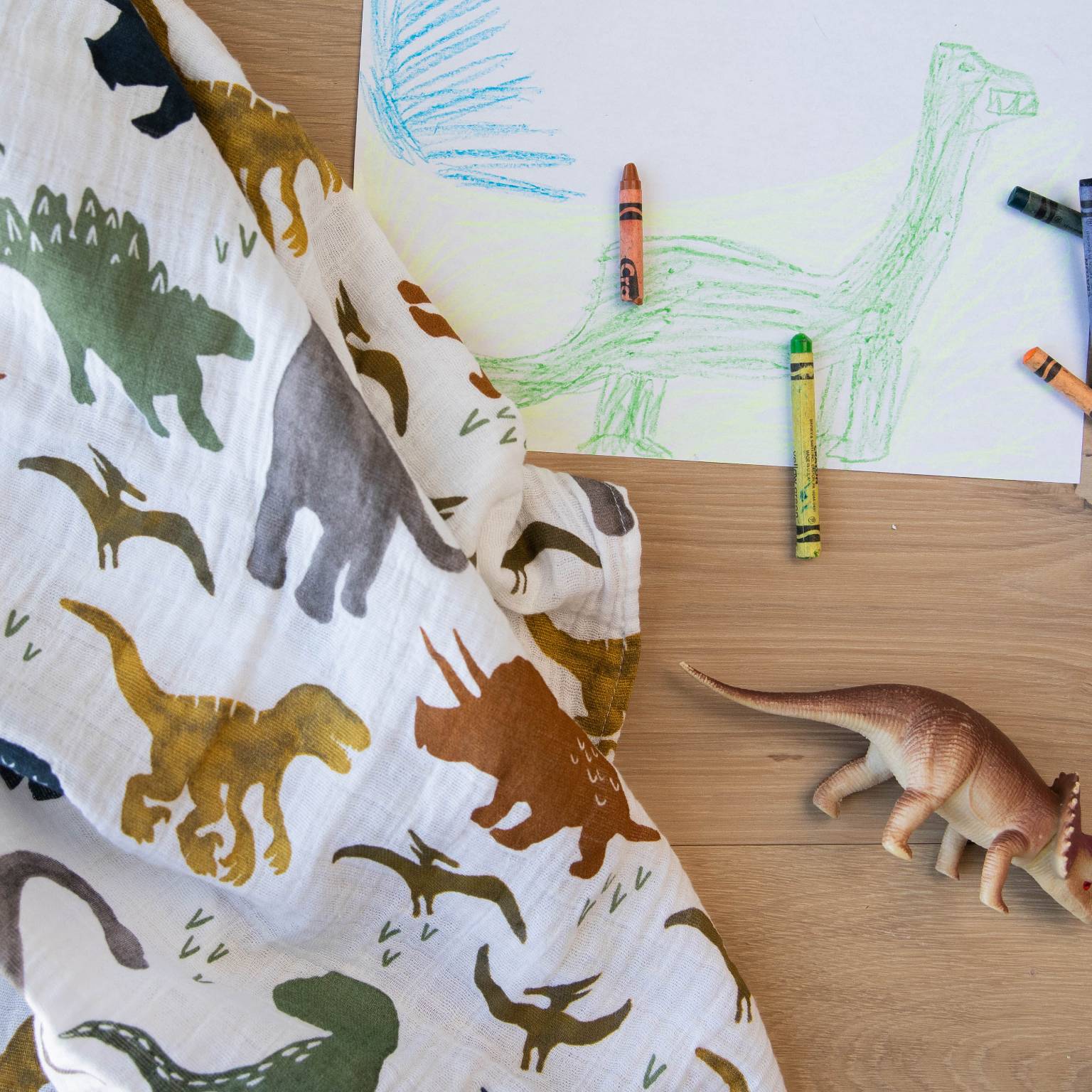 Little Unicorn Single Cotton Muslin Swaddle - Dino Friends