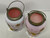 Victorian Pair of Milk Glass Pink Jars- Cranberry Inner Handpainted