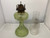 Vintage Green Glass Kerosene Oil Lamp w/ BLIXTEN Brass Burner