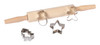 Weihnachts-Backformen-Set mit Holz-Nudelholz & Edelstahlformen