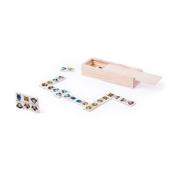 Kelpet Domino 28 Teile - Tierisches Holzspiel in Box  