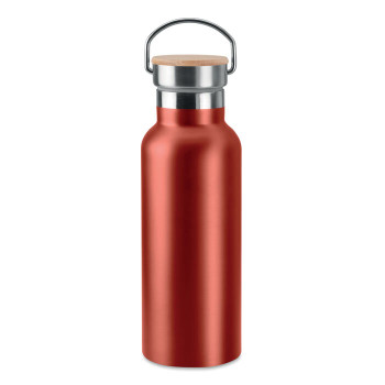 Isolierflasche 500ml aus Edelstahl & Bambus – Auslaufsicher