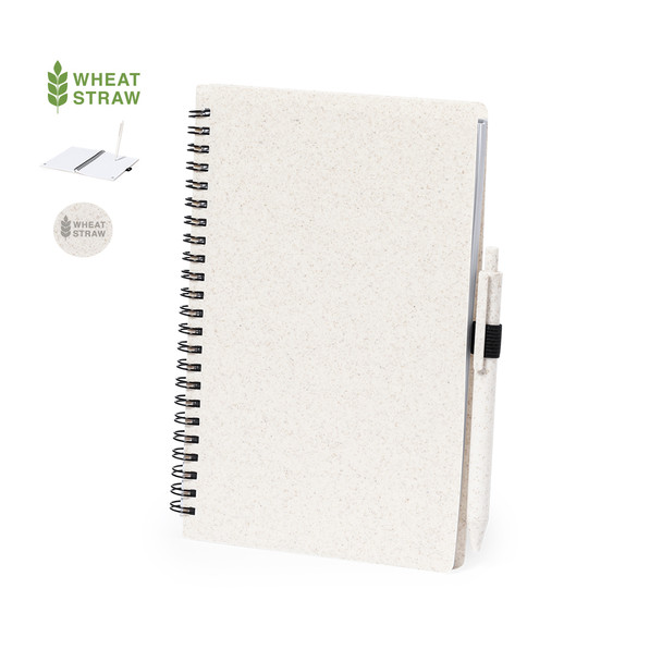 Emily Notizbuch & Umweltfreundlicher Stiftset – 80 Blätter Weizenstroh  