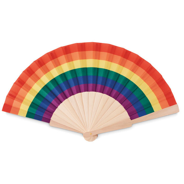 Regenbogen Fächer aus Holz und Polyestergewebe - MO6446 (MO6446)