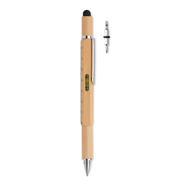 Multifunktions-Stift Bambus – Innovativer Allrounder (MO6559)