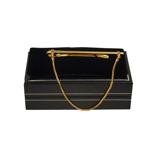 Gold Tie Bar With Chain