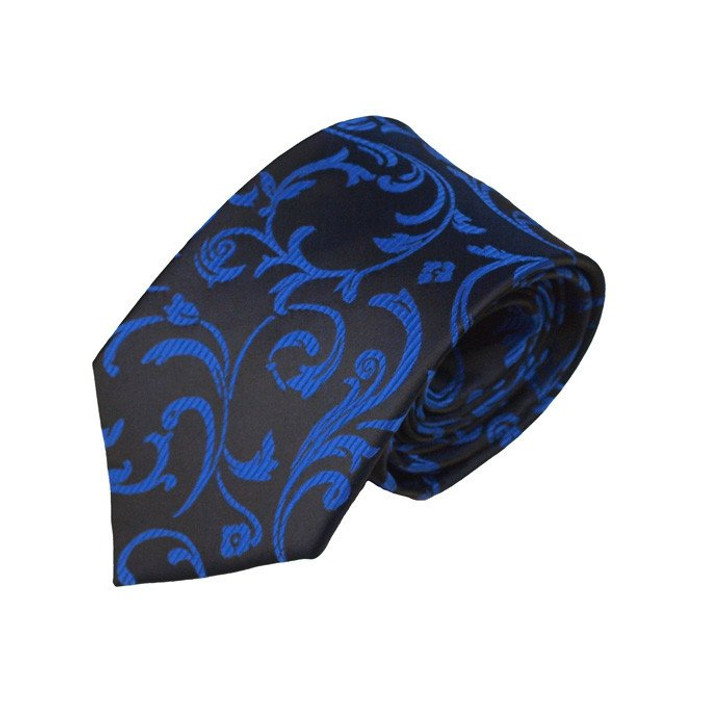 Blue Patterned Tie Rolled