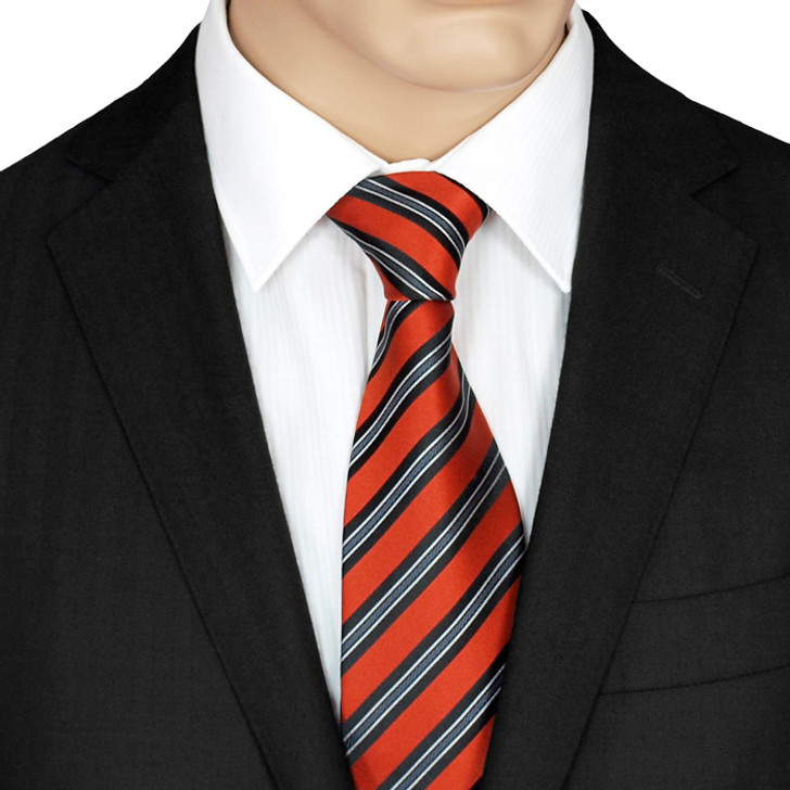 Orange Silk Striped Tie