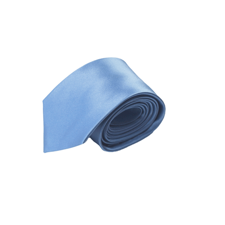 Mid blue silk tie rolled