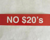 NO $20's Cash Drawer Sticker (1-1/2" X 6-1/2")