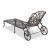 Cadiz Aged Bronze Cast Aluminum and Beige Cushion 3 Pc. Chaise Set with 21 in. Sq. Side Table