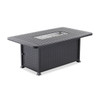 Eclipse Autumn Rust Aluminum and Pashmina Cloud Cushion 3 Pc. Swivel Sofa Group with 58 x 36 in. Slat Top Gas Fire Pit