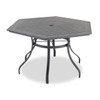 Cape Coral Java Aluminum and Desert Wicker Sling 7 Pc. Dining Set with 60 in. D Hexagonal Slat Top Table