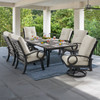 Eclipse Autumn Rust Aluminum and Pashmina Cloud Cushion 7 Pc. Swivel Dining Set with 84 x 42 in. Table
