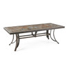 Solstice Aged Bronze Aluminum and Collect Indigo Sling 7 Pc. Dining Set with 84 x 42 in. Red Slate Top Dining Table