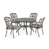 Carlisle Aged Bronze Cast Aluminum and Clayton Zen Cushion 5 Pc. Dining Set with 48 in. D Table