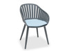 Key West Dark Grey Aluminum with Injection Molded Plastic and Costal Blue Cushion 7 Pc. Dining Set with 63 x 36 in. Dining Table