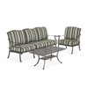 Carlisle Aged Bronze Cast Aluminum and Clayton Zen Cushion 3 pc. Sofa Group with 45 x 24 in. Coffee Table